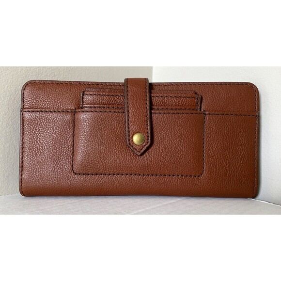 New Fossil Myra Tab Clutch Leather Wallet Medium Brown - Picture 1 of 6